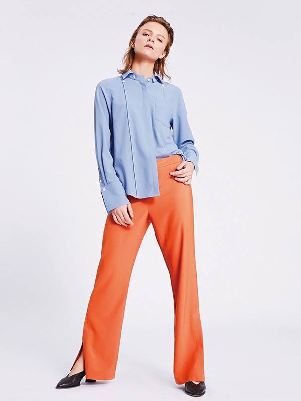 阁兰苏珊2022春夏季蓝色衬衫