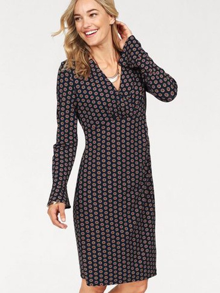 Olsen女装2021秋冬季黑色连衣裙