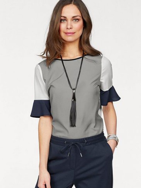 Olsen女装2022春夏季拼色上衣