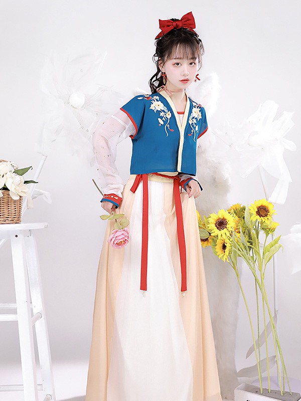 花神记女装2022春夏季蓝色背心