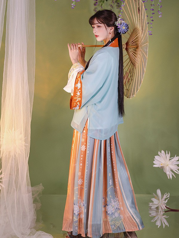 花神记女装2023春夏季拼色连衣裙