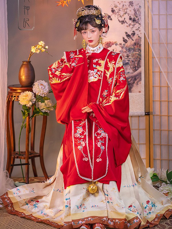 花神记女装2022春夏季红色连衣裙