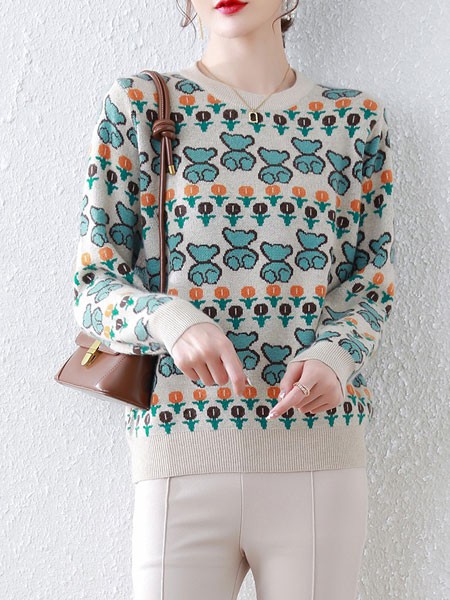 西悦2021秋冬季米色毛衣