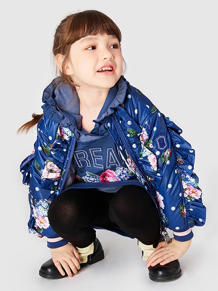  蒙娜丽莎2021秋冬季蓝色羽绒服