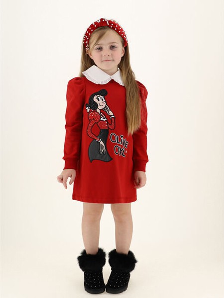  蒙娜丽莎2022春夏季红色连衣裙