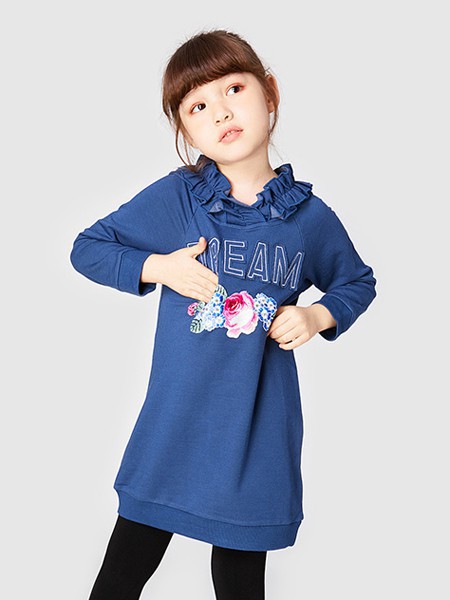  蒙娜丽莎2022春夏季蓝色连衣裙