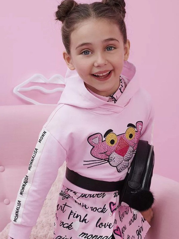  蒙娜丽莎2022春夏季粉色卫衣裙