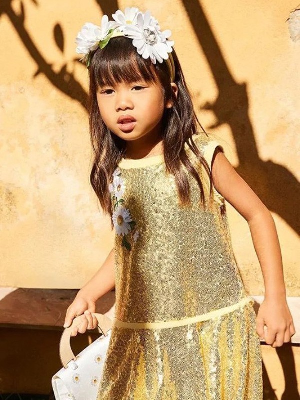  蒙娜丽莎2022春夏季黄色连衣裙