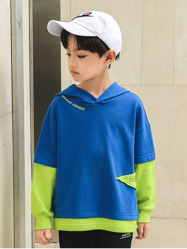 布衣草人2022春夏季蓝色卫衣