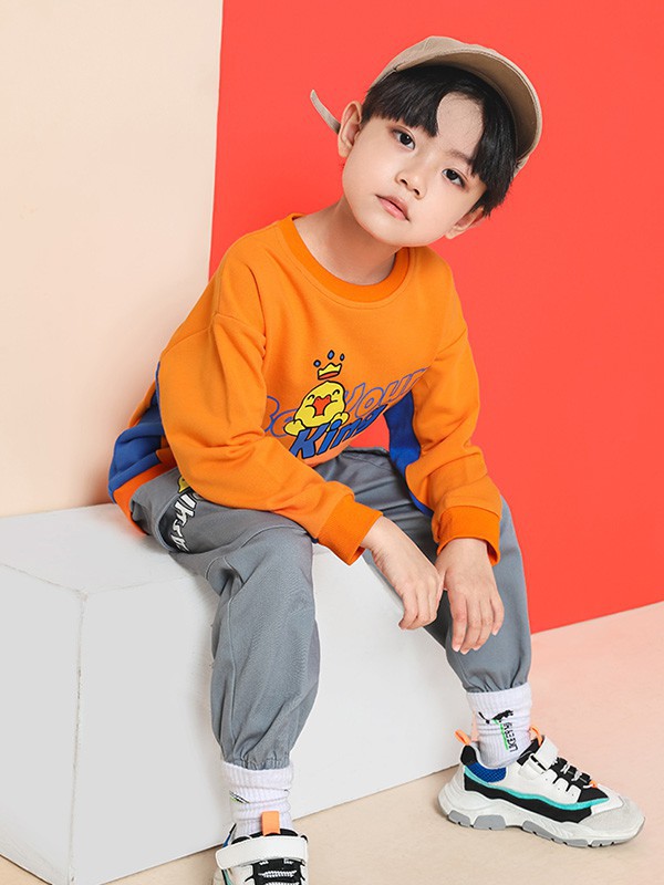 布衣草人2022春夏季橙色T恤