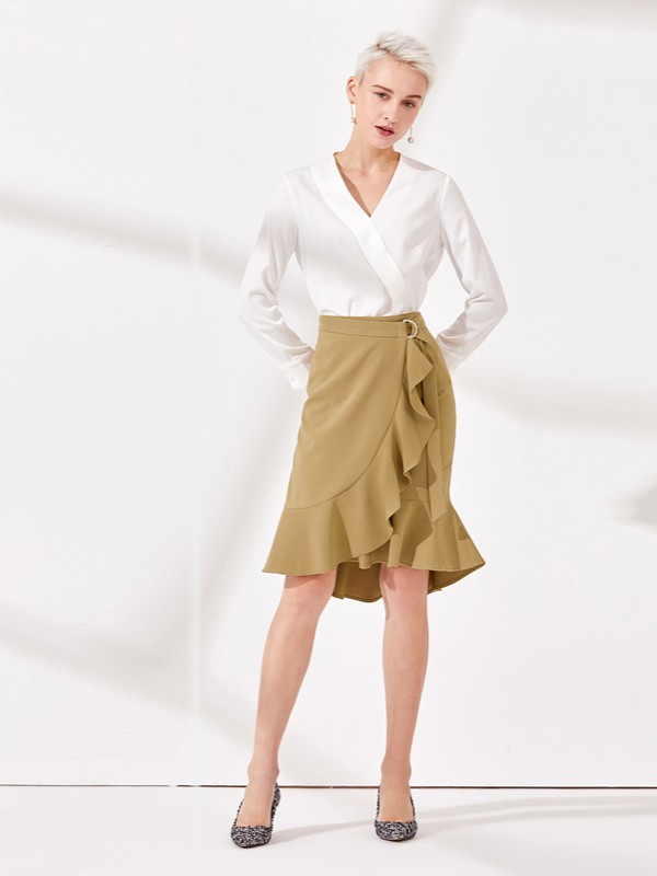 Theme女装2021春夏季白色衬衫