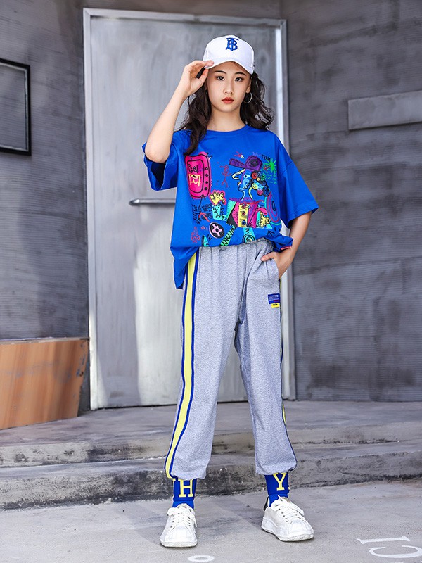 糖果布丁2022春夏季蓝色T恤