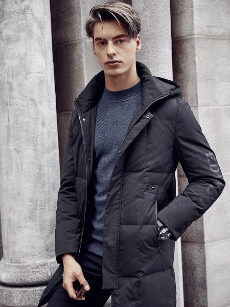 爱登堡·英伦新贵男装2021秋冬季黑色棉服