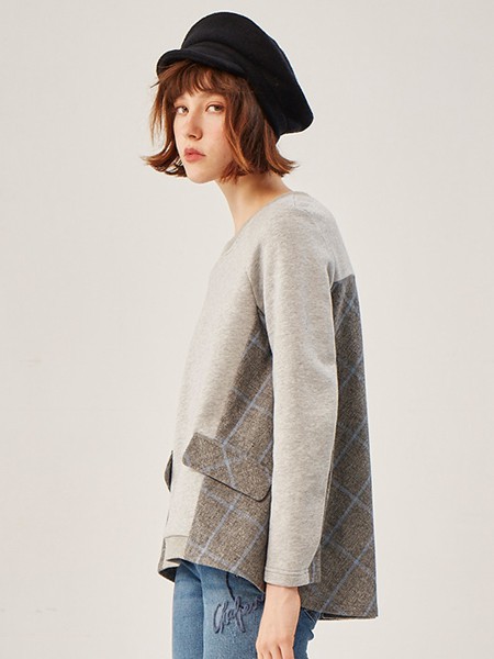 巧帛2021秋冬季灰色T恤