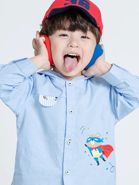 力果童装2022春夏季蓝色衬衫