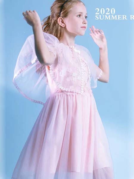 力果童装2022春夏季粉色连衣裙