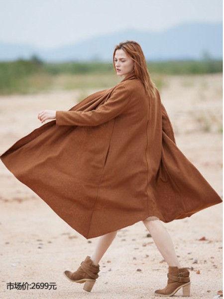 哲迪女装2021秋冬季咖啡色风衣