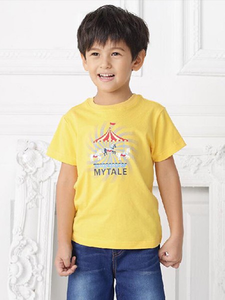 童话故事童装2022春夏季黄色T恤