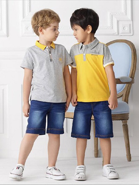 童话故事童装2022春夏季灰色polo衫