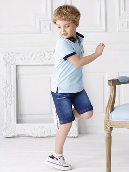 童话故事童装2022春夏季蓝色polo衫