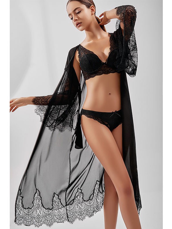 女人花帜内衣2022春夏季黑色性感内衣