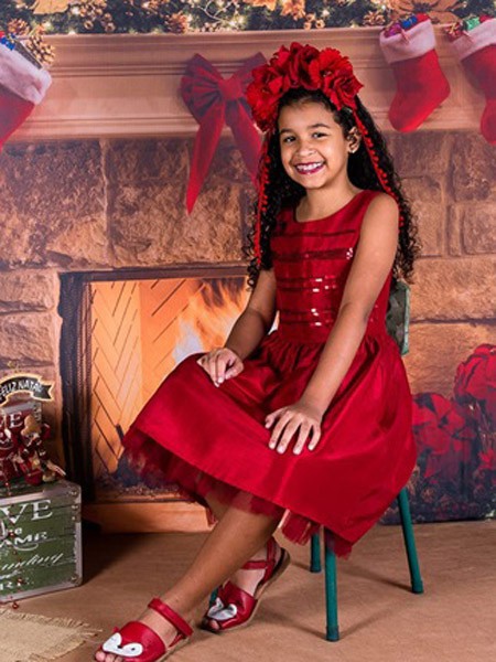 金宝贝2022春夏季红色连衣裙