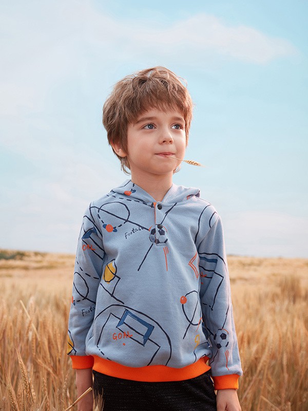 蒙蒙摩米童装2021秋冬季蓝色卫衣