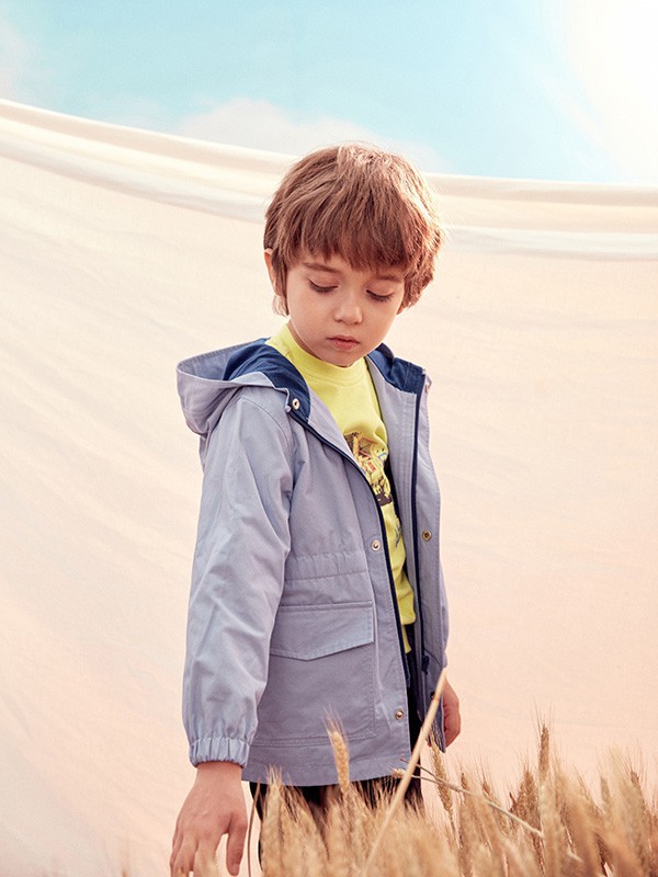 蒙蒙摩米童装2021秋冬季灰色派克服