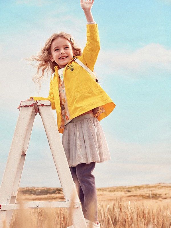 蒙蒙摩米童装2021秋冬季黄色外套