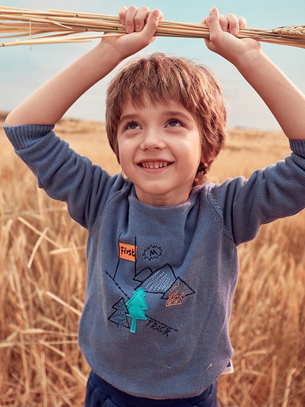 蒙蒙摩米童装2021秋冬季灰色T恤