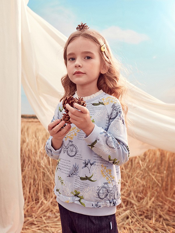 蒙蒙摩米童装2021秋冬季白色T恤