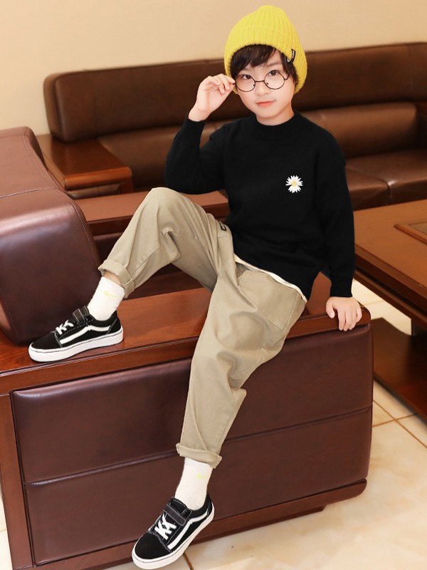 米西果童装2021秋冬季黑色T恤