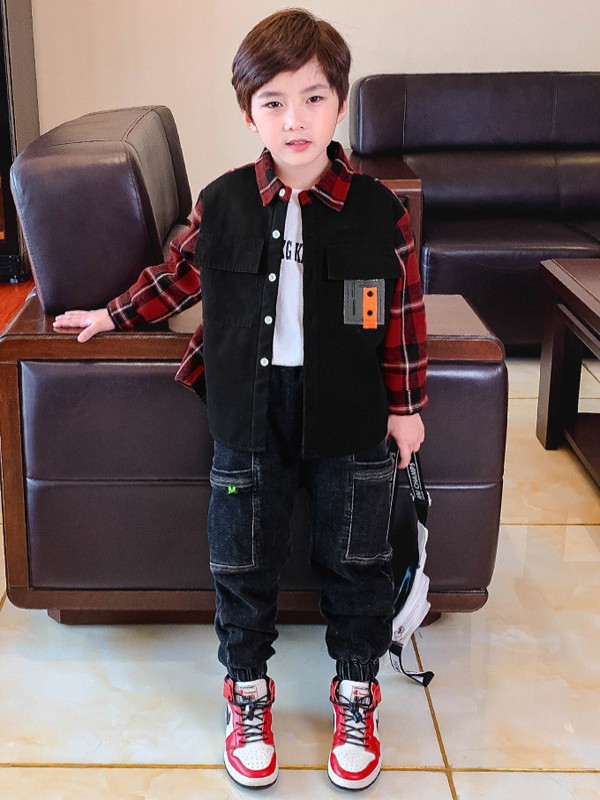 米西果童装2021秋冬季黑色长裤