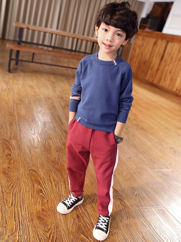 米西果童装2021秋冬季红色长裤