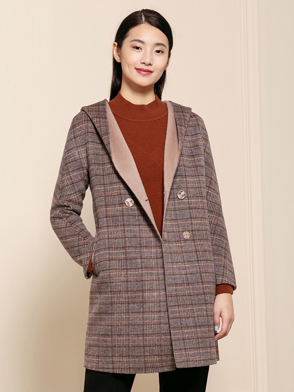 简爱诺2022秋冬季棕色大衣
