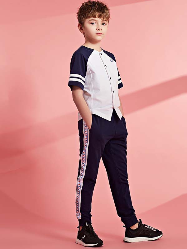 KappaKids童装2022春夏季黑色长裤