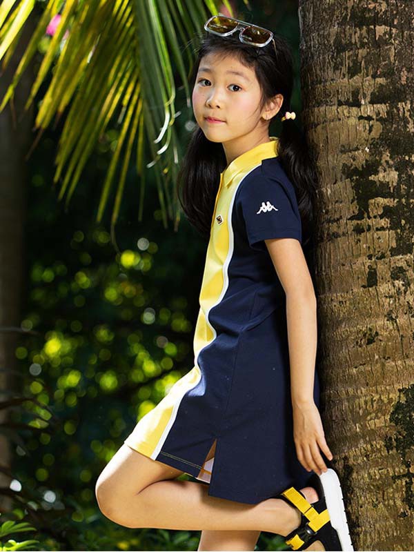 KappaKids童装2022春夏季拼色连衣裙