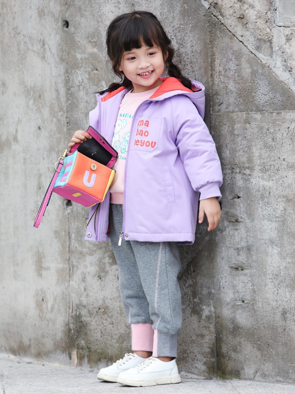 玛宝乐童装2021秋冬季紫色外套
