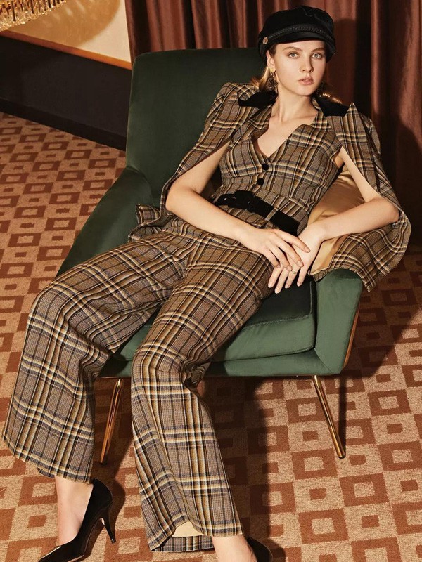 毕索妮2022春夏季棕色连体裤