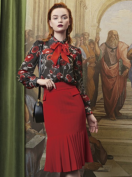 毕索妮2022春夏季红色包臀裙