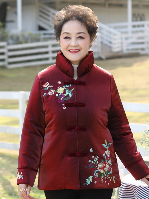 麦子熟了2021秋冬季酒红色棉服