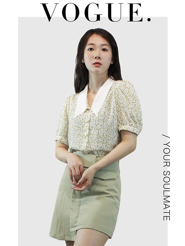 集娴2022春夏季绿色短裙