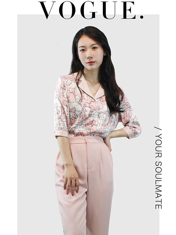 集娴2022春夏季粉色长裤