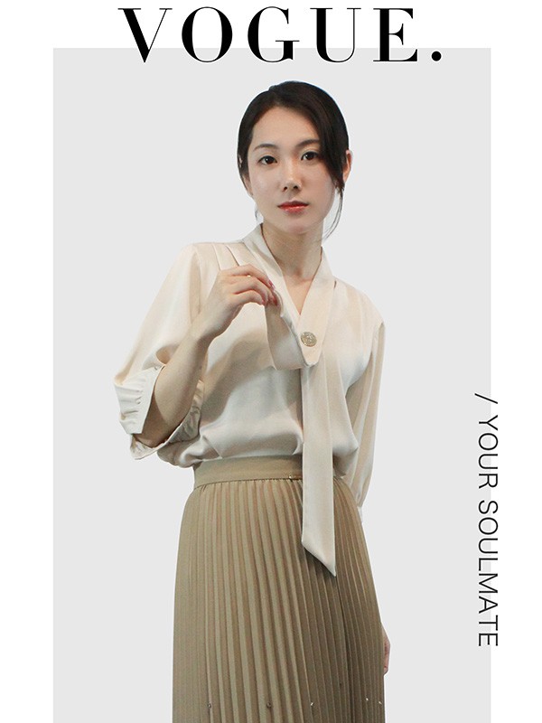 集娴2022春夏季米色衬衫