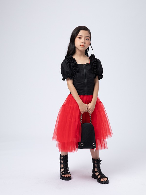 JOJO2022春夏季红色纱裙