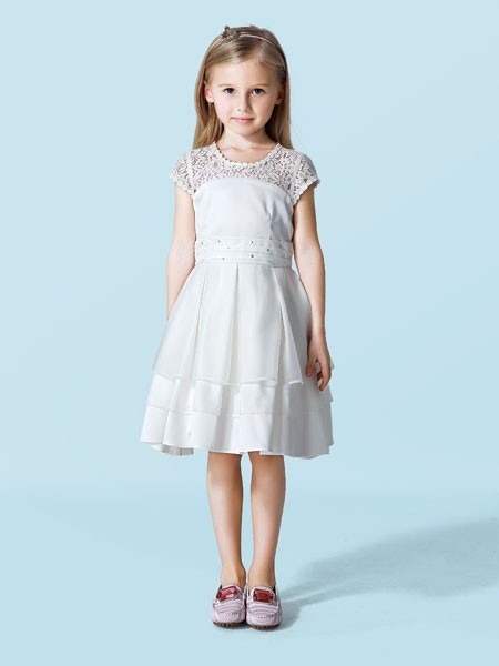 斯瓦茨童装2022春夏季白色连衣裙