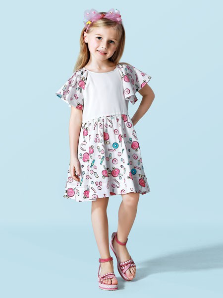 斯瓦茨童装2022春夏季白色连衣裙