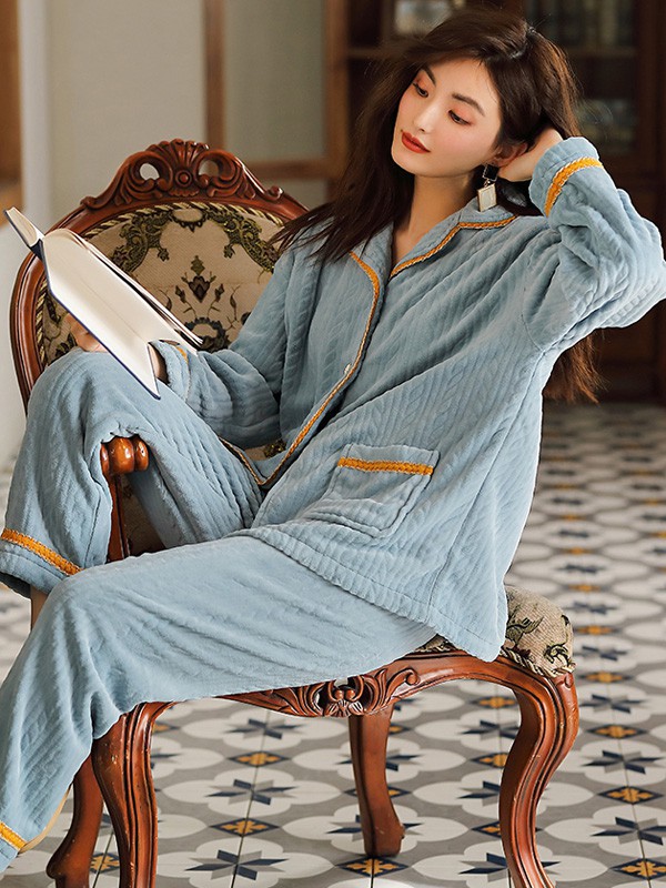 庆同2021秋冬季蓝色家居服