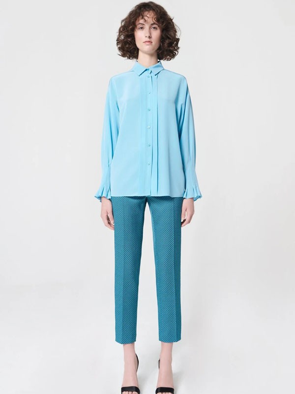 ESCADA女装2022秋冬季蓝色衬衫