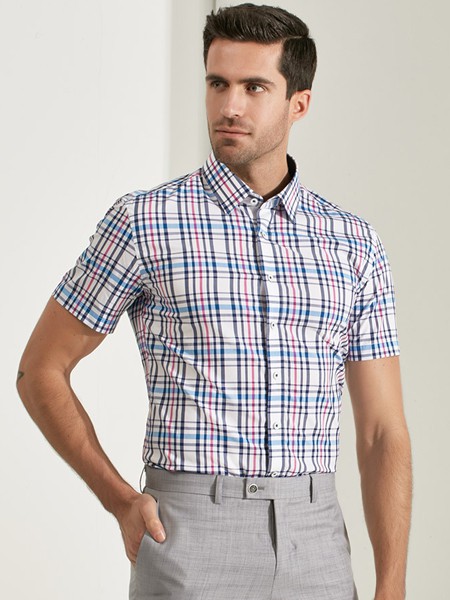 乔治白男装2022春夏季蓝色衬衫